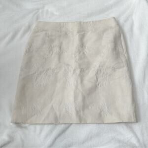 Tempo Paris cream jacquard floral straight skirt size 14